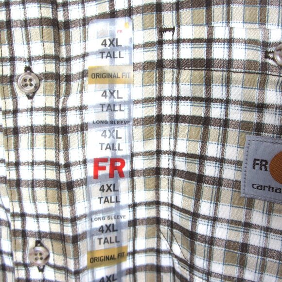Carhartt FRC Shirt Mens 4XLT Brown Plaid Flame Resistant NFPA 2112 70E HRC2 - Picture 5 of 10